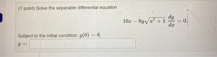 Solved (1 Point) Find The Particular Solution Of The | Chegg.com