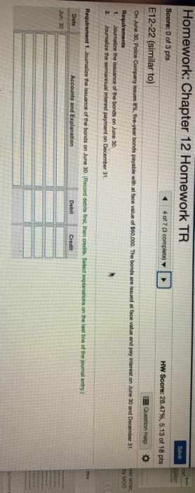 Solved Homework: Chapter 12 Homework TR Save Score: 0 of 3 | Chegg.com