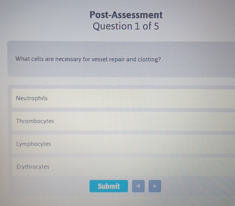 Solved Post-AssessmentQuestion 1 ﻿of 5What cells are | Chegg.com