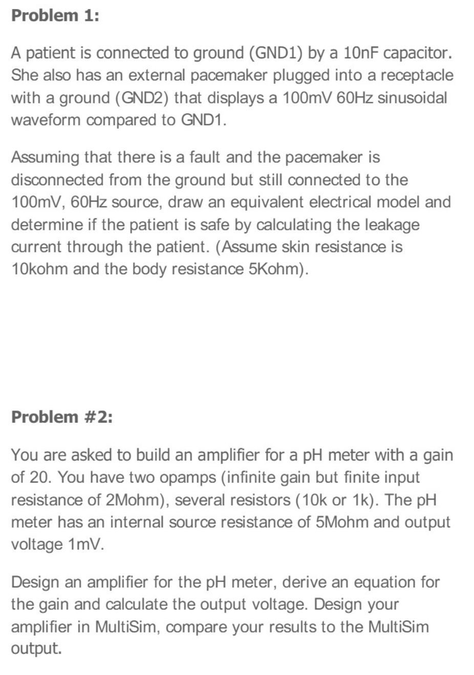 Solved Problem 1: A patient is connected to ground (GND1) by | Chegg.com