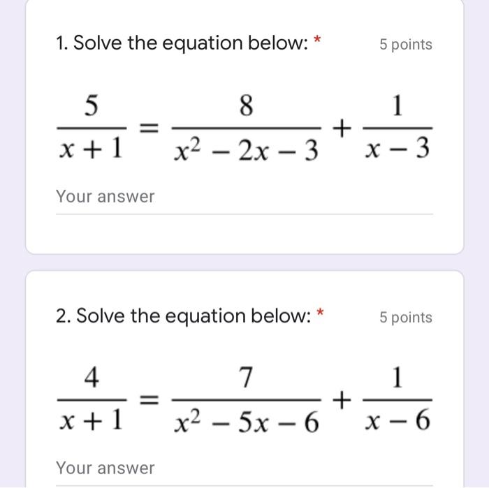 Solved 1. Solve the equation below: 5 points 5 - 1 8 x2 – 2x | Chegg.com