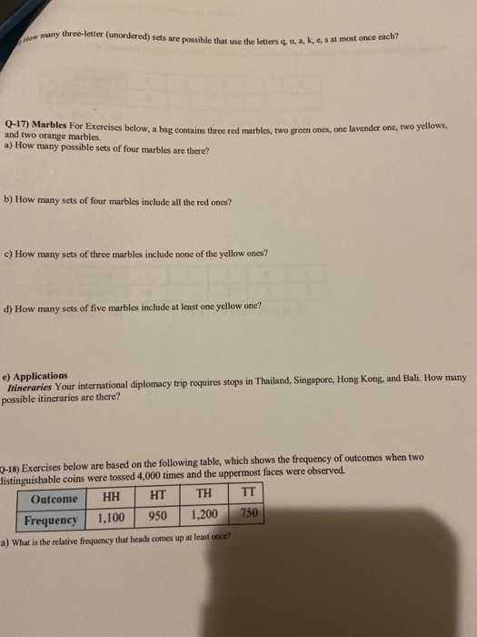 Solved How Many Three Letter Unordered Sets Are Possibl Chegg Com