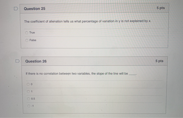 Solved Question 25 5 pts The coefficient of alienation tells | Chegg.com