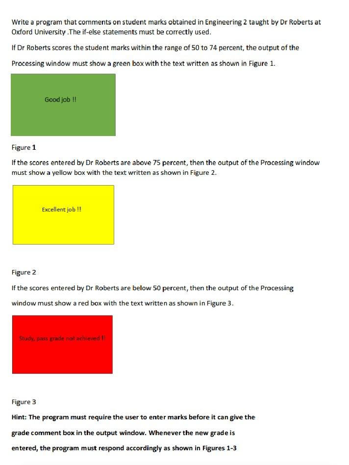 Solved Only Use Processing Programming Language Processing | Chegg.com