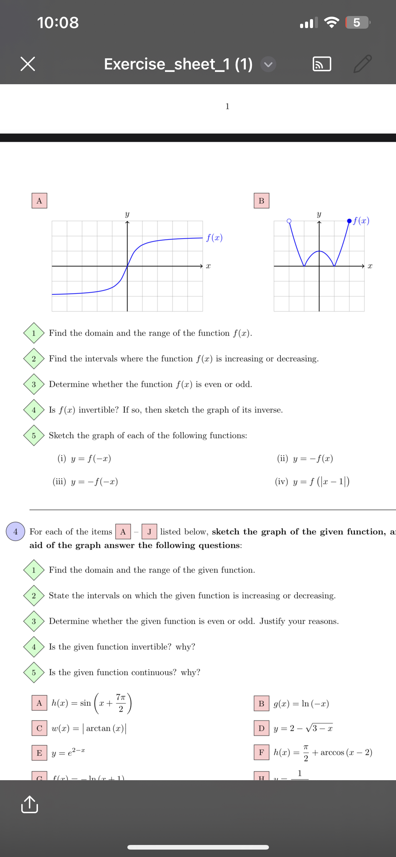 Solved 10:08Exercise_sheet_1 (1)1ABFind the domain and the | Chegg.com