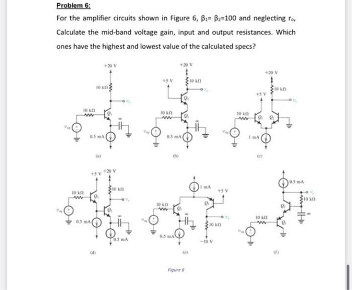 Solved Problem 6: For the amplifier circuits shown in Figure | Chegg.com