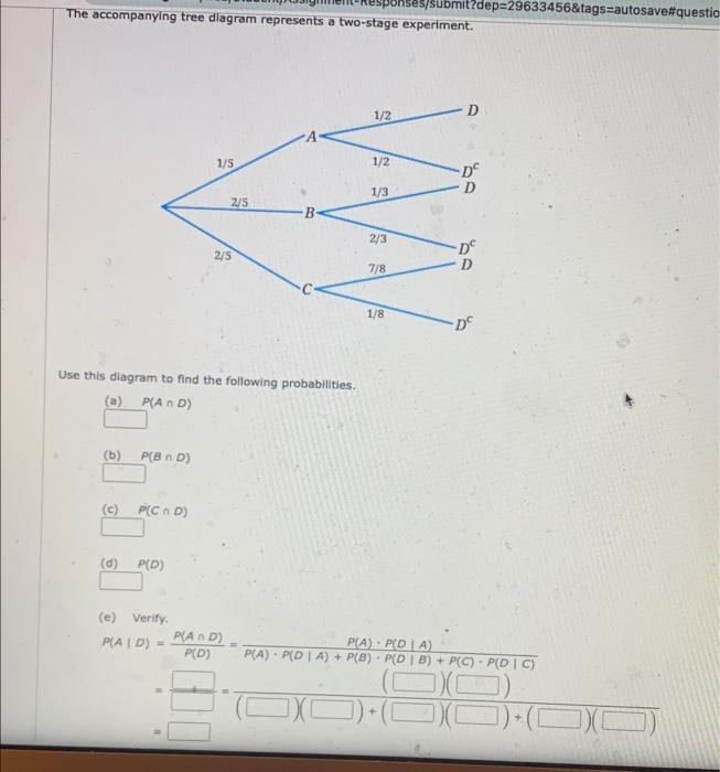 Solved The accompanying tree diagram represents a two-stage | Chegg.com