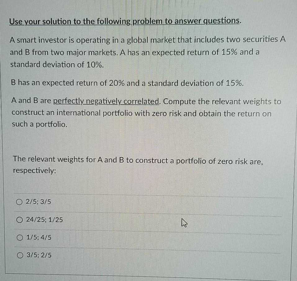 Solved Use Your Solution To The Following Problem To Answer | Chegg.com