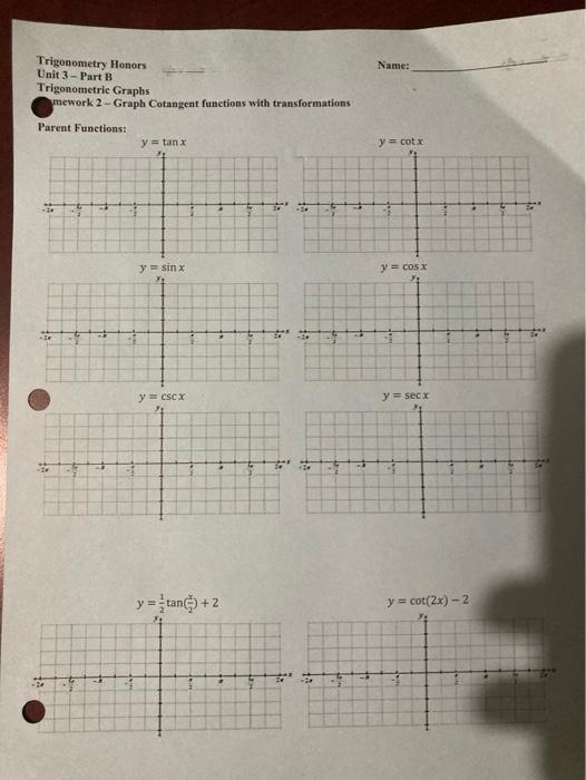 Solved Trigonometry Honors Unit 3-Part B Trigonometric | Chegg.com