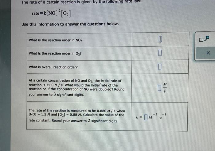 Solved The rate of a certain reaction is given by the | Chegg.com