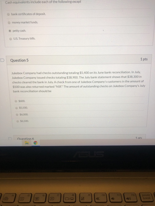 Solved Cash equivalents include each of the following except