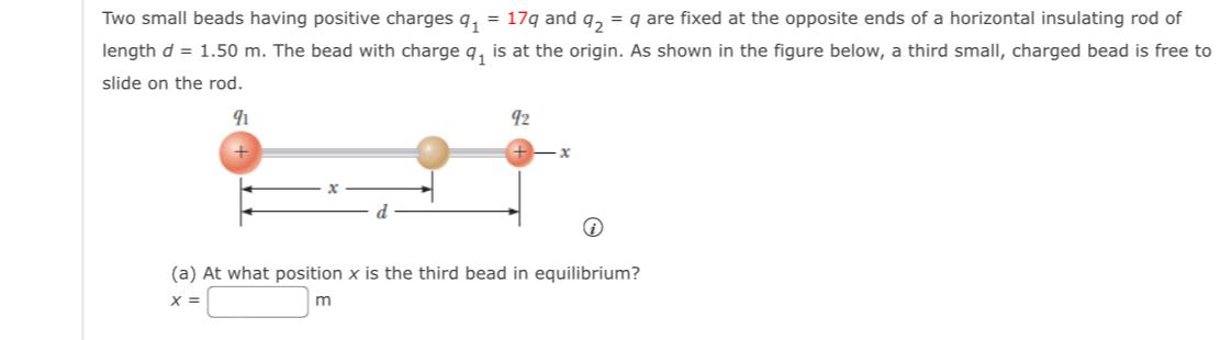 Solved Two small beads having positive charges q1=17q ﻿and | Chegg.com