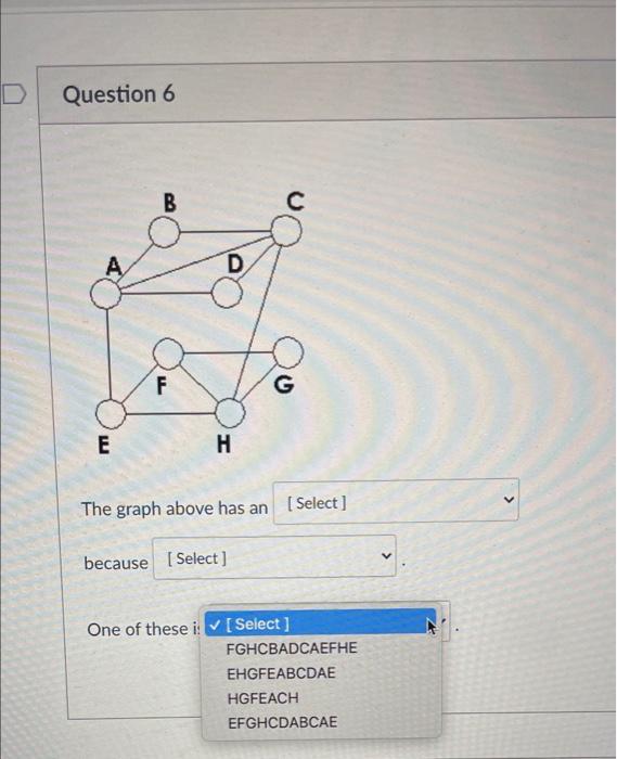 Solved Question 6 B с D F G E H The graph above has an | Chegg.com
