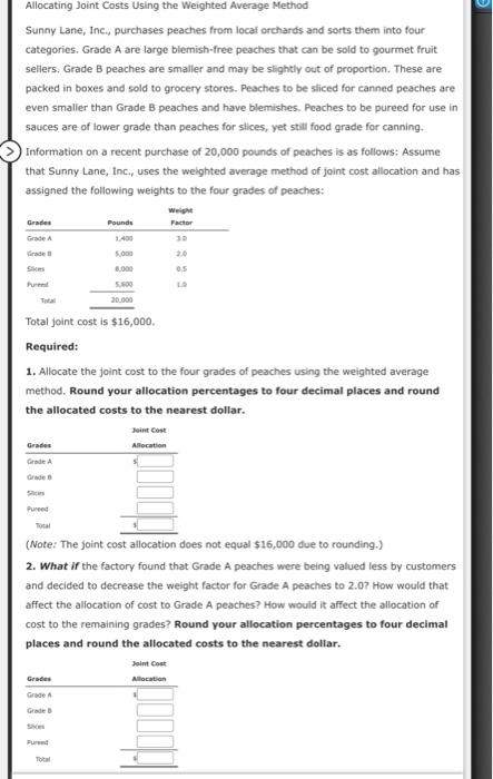 Solved Allocating Joint Costs Using The Weighted Average | Chegg.com