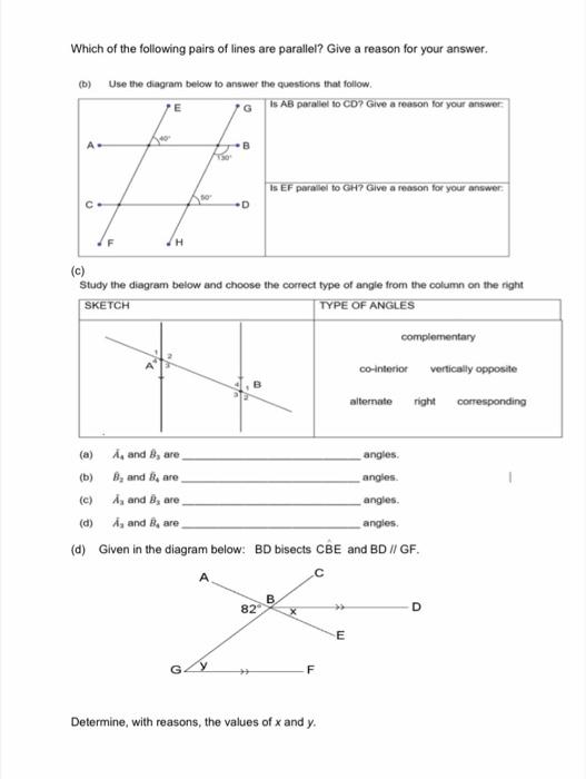 Solved Which of the following pairs of lines are parallel? | Chegg.com