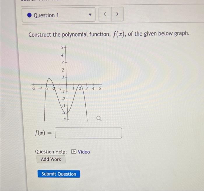 Solved Question 1 > Construct the polynomial function, f(x), | Chegg.com