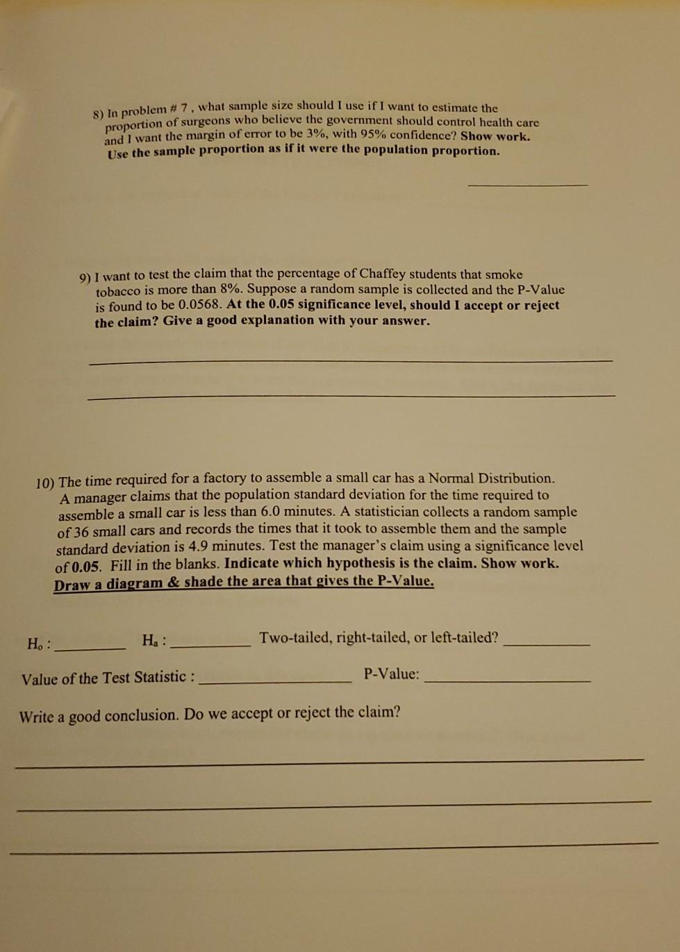Solved Stat 10 Practice Statistics Exam (chapters 7.8.9.& | Chegg.com