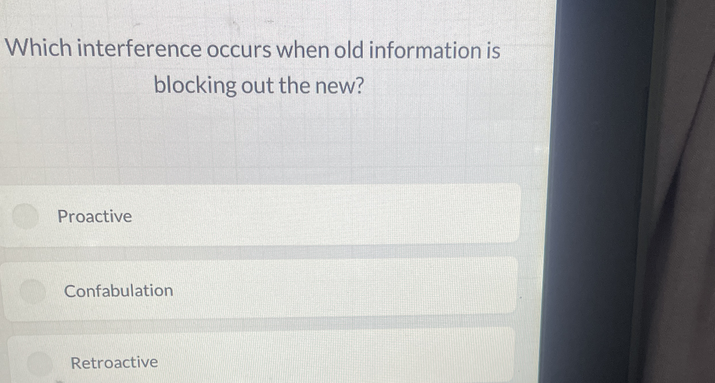 Which interference occurs when old information | Chegg.com