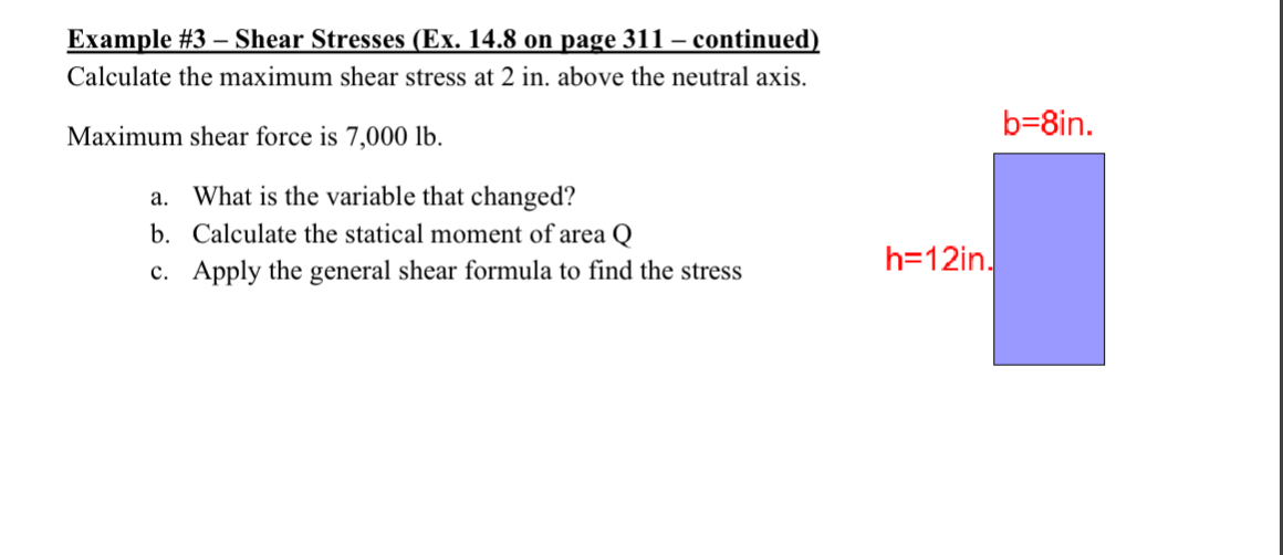 Solved Example #3 - ﻿Shear Stresses (Ex. 14.8 ﻿on page 311 - | Chegg.com