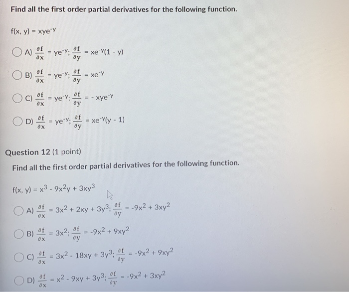 solved-find-all-the-first-order-partial-derivatives-for-the-chegg