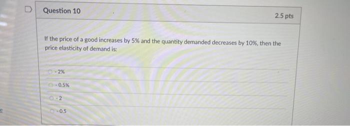 Solved Question 10 2.5 pts If the price of a good | Chegg.com