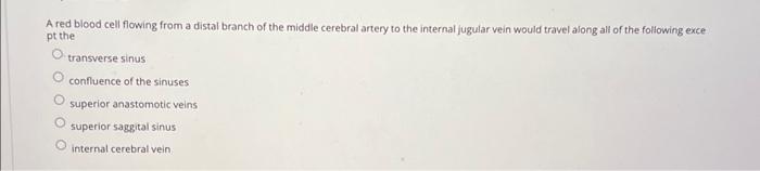 Solved A red blood cell flowing from a distal branch of the | Chegg.com