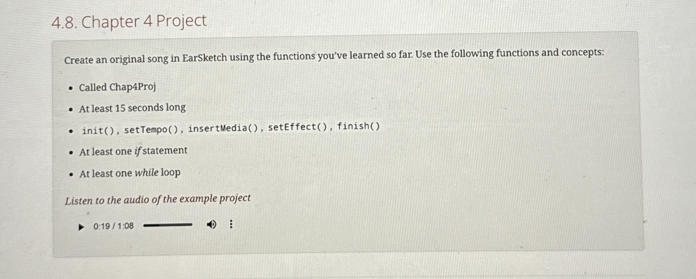 Solved Chapter 4 ﻿ProjectCreate an original song in | Chegg.com