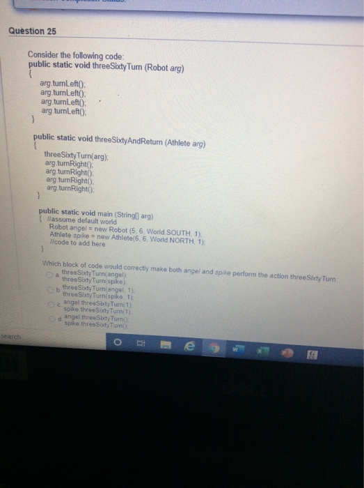 Solved Question 25 Consider the following code: public | Chegg.com