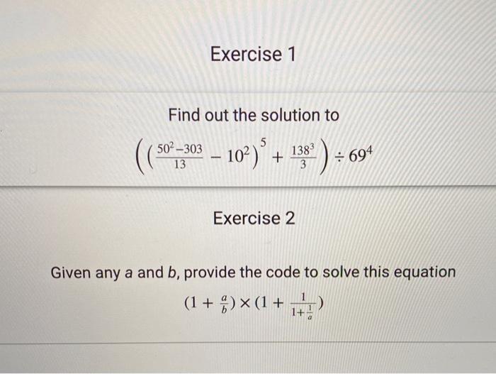 Solved Exercise 1 Find out the solution to ( ( 5913013 – | Chegg.com