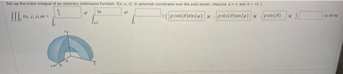 Solved Set up the triple Integral of an arbitrary continuous | Chegg.com