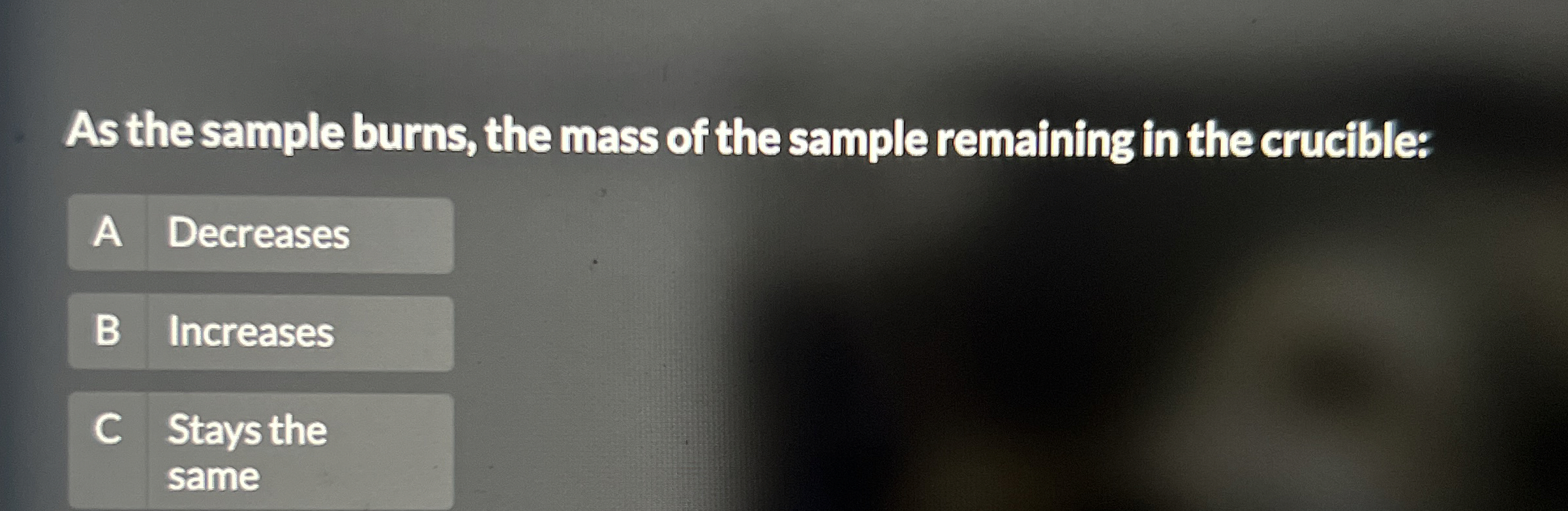 Solved As the sample burns, the mass of the sample remaining | Chegg.com