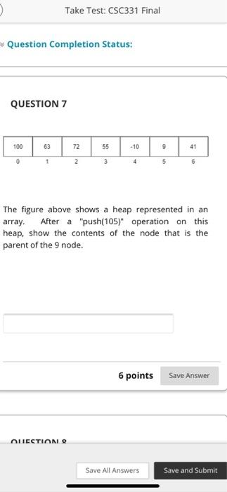Solved Take Test: CSC331 Final Question Completion Status: | Chegg.com