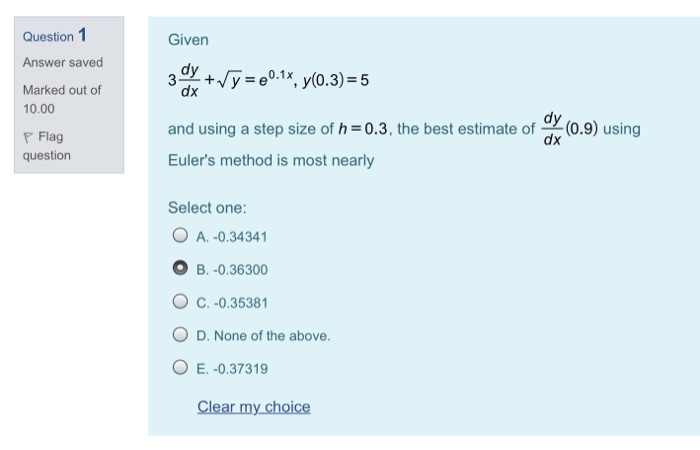 Solved Question 1 Answer saved Marked out of 10.00 P Flag | Chegg.com