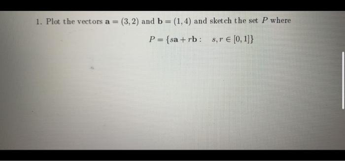 Solved 1. Plot The Vectors A = (3, 2) And B= (1, 4) And | Chegg.com