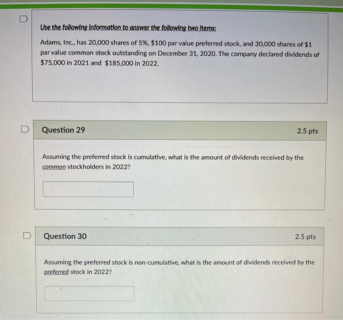 Solved D Use the following Information to answer the | Chegg.com