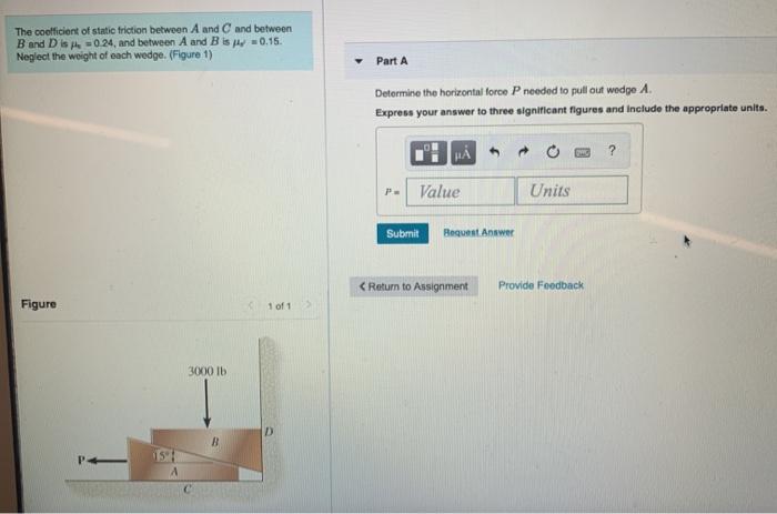 Solved The coefficient of static friction between A and C | Chegg.com