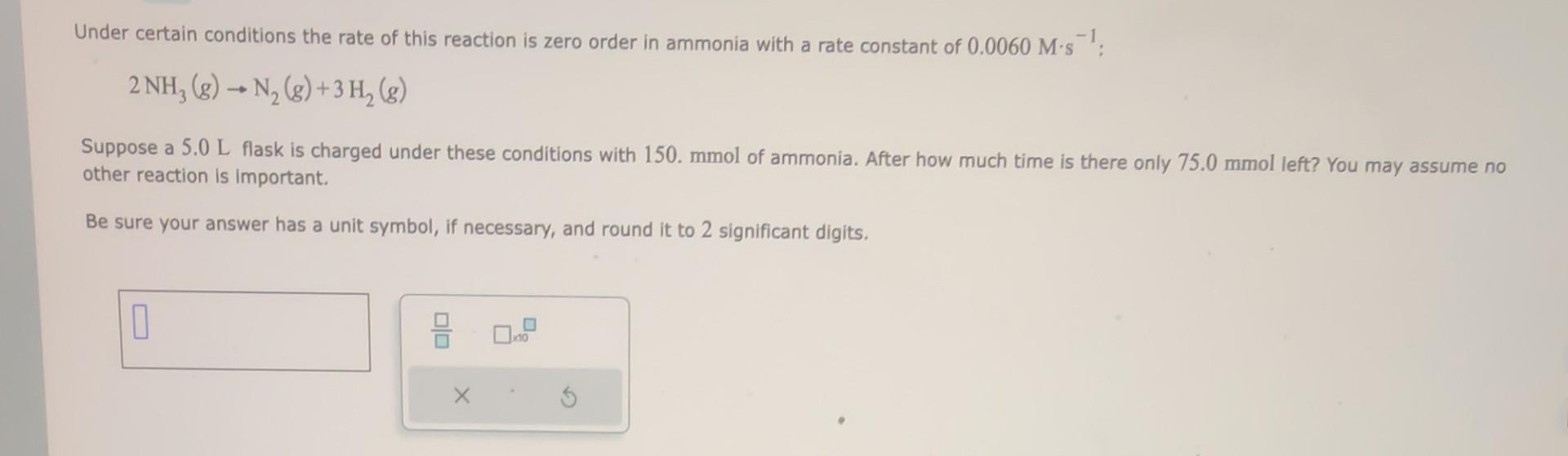 Solved Under certain conditions the rate of this reaction is | Chegg.com