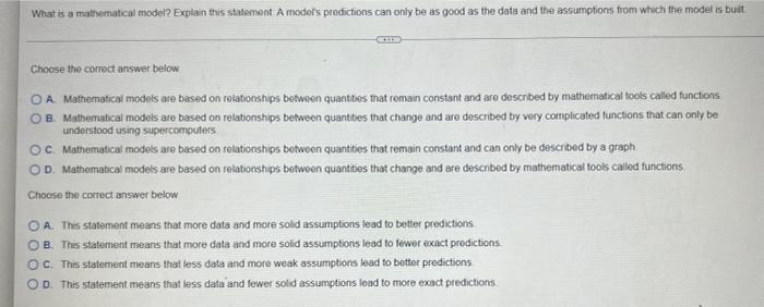 Solved What is a mathematical model? Explain this statement | Chegg.com