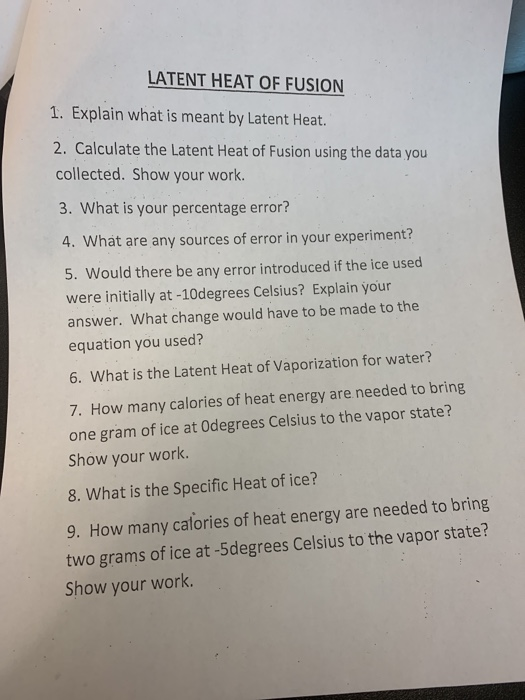 Solved Latent Heat Of Fusion 1 Explain What Is Meant By Chegg Solved Latent Heat Of Fusion 1 Explain What Is Meant By Chegg