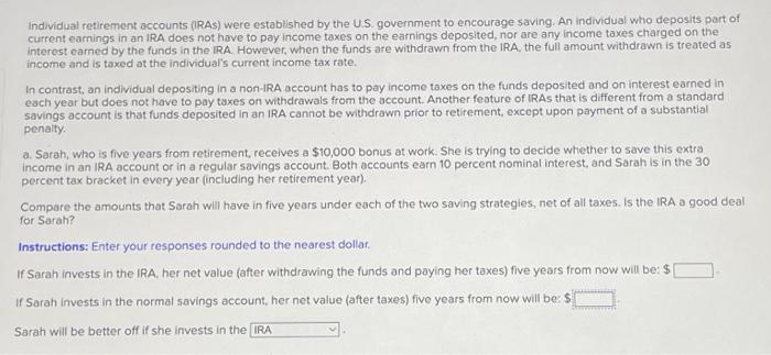 Solved Individual Retirement Accounts (IRAS) Were | Chegg.com