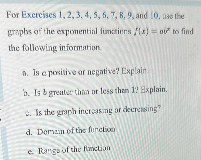 Solved or Exercises 1,2,3, 4, 5, 6, 7, 8,9, and 10 , use the | Chegg.com