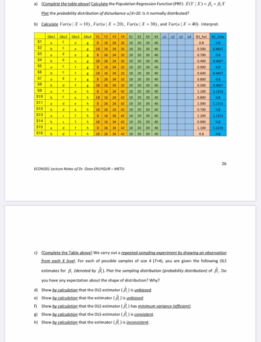 A complete the table abovel calculate the population chegg