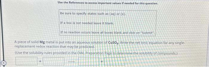 Solved Use the solubility rules provided in the oWL | Chegg.com
