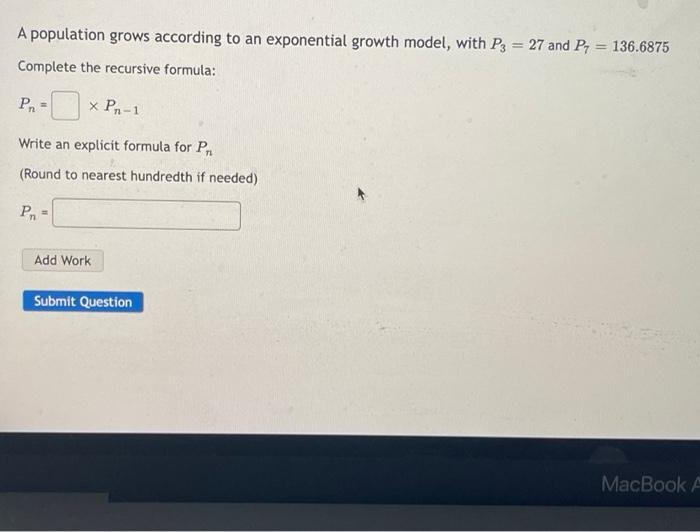 Solved A population grows according to an exponential growth | Chegg.com