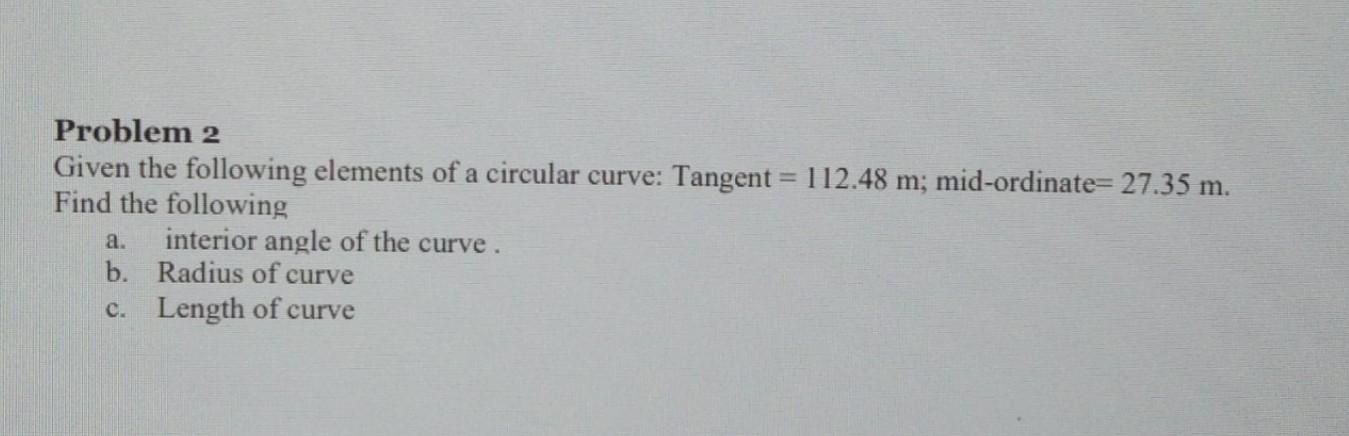 Solved Problem 1 Given the following elements of a circular | Chegg.com