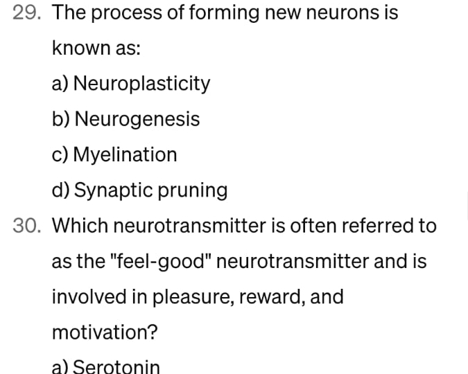 Solved The Process Of Forming New Neurons Is Known As:a) | Chegg.com