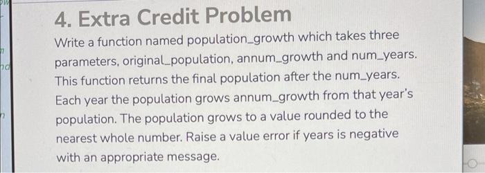 Solved hd 4. Extra Credit Problem Write a function named | Chegg.com