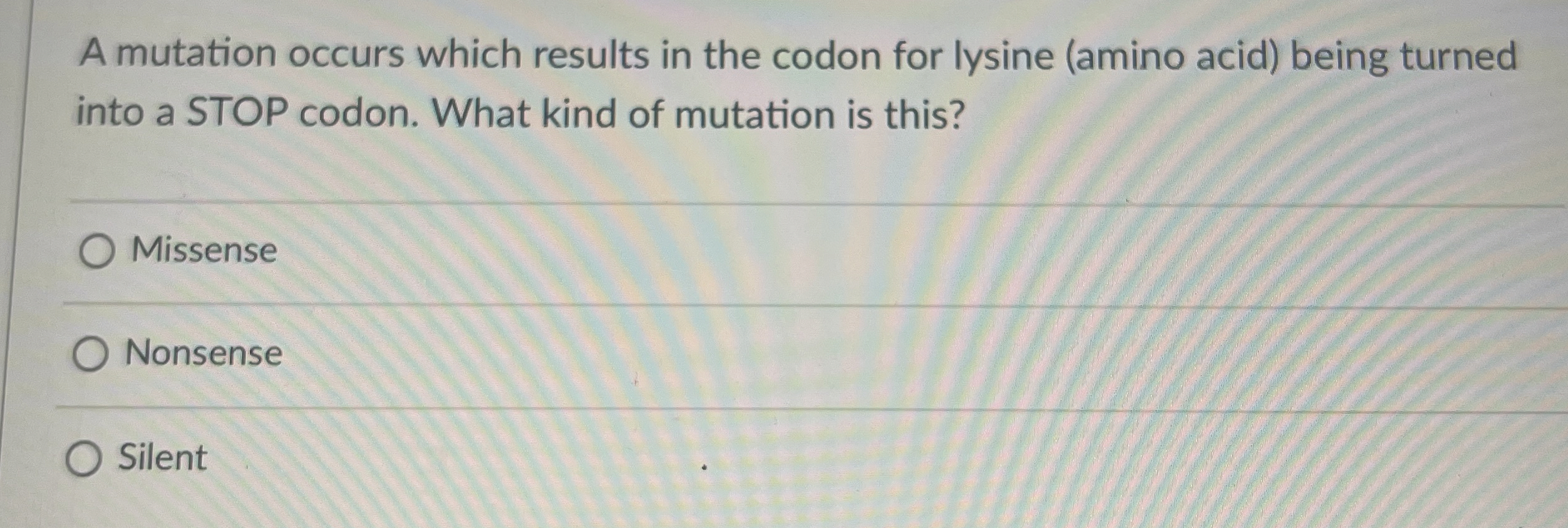 Solved A mutation occurs which results in the codon for | Chegg.com