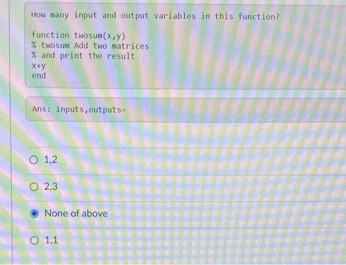Solved How many input and output variables in this function? | Chegg.com