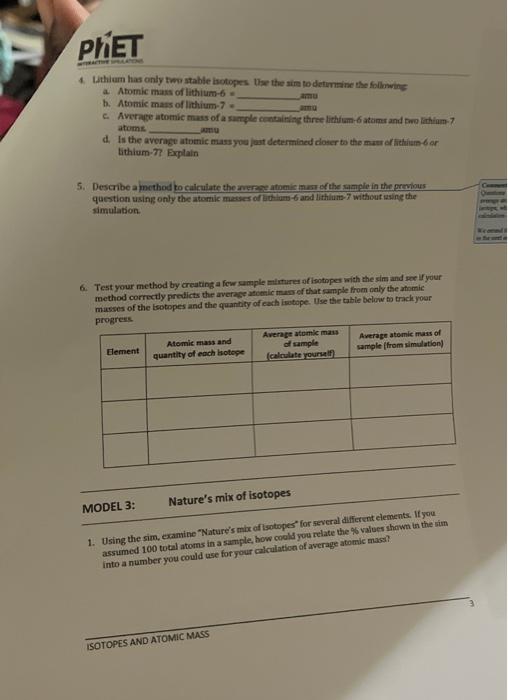 Solved MODEL 2 Mix Isotopes Play with the "Mix Isotopes"